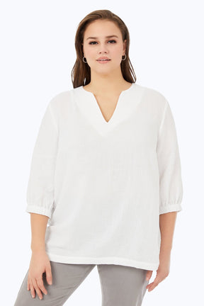 Evie Plus Cotton Gauze Shirt, White