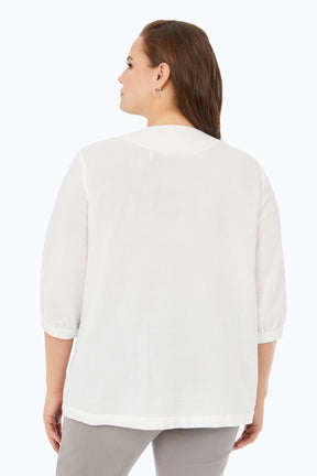 Evie Plus Cotton Gauze Shirt, White