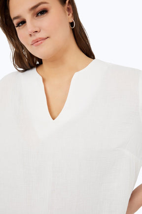 Evie Plus Cotton Gauze Shirt, White