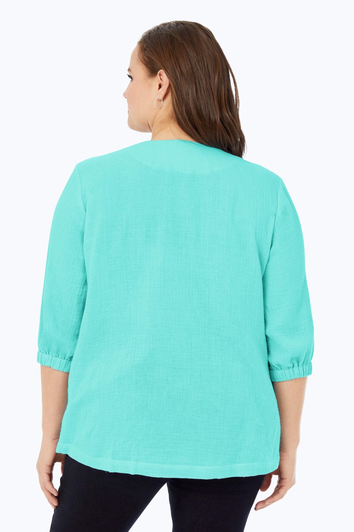 Evie Plus Cotton Gauze 3/4 Sleeve Shirt