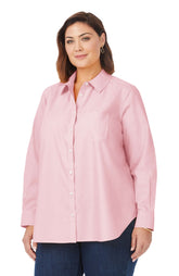 Boyfriend Plus Pinpoint Non-Iron Tunic #color_chambray pink