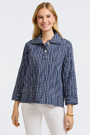 Sammy Crinkle 3/4 Sleeve Popover Shirt Jacket