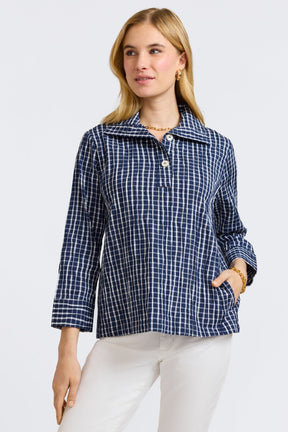 Sammy Crinkle 3/4 Sleeve Popover Shirt Jacket