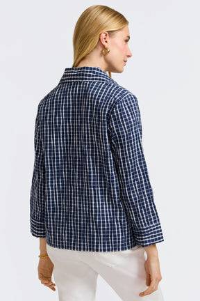 Sammy Crinkle 3/4 Sleeve Popover Shirt Jacket