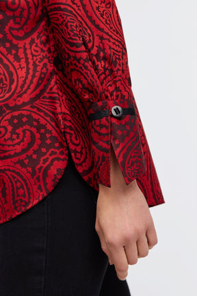 Iris No Iron Red Paisley Jacquard Tunic