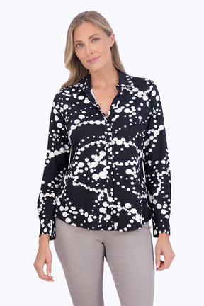 Mary Draped Pearls Jersey Shirt