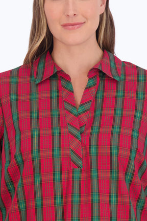 Sophia Plus No Iron Lurex Tartan Popover