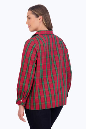 Sophia Plus No Iron Lurex Tartan Popover