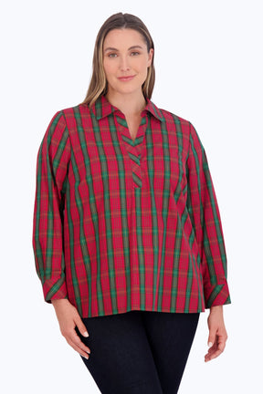 Sophia Plus No Iron Lurex Tartan Popover