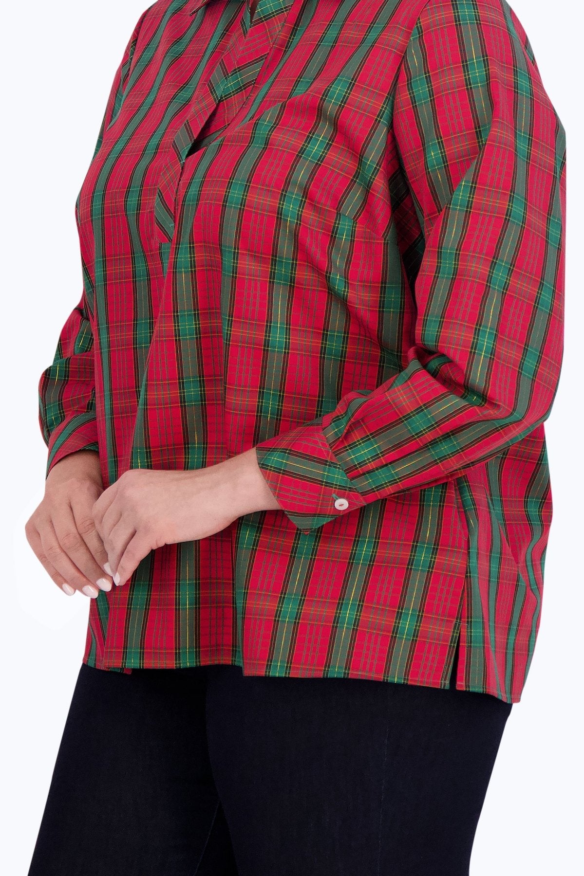 Sophia Plus No Iron Lurex Tartan Popover