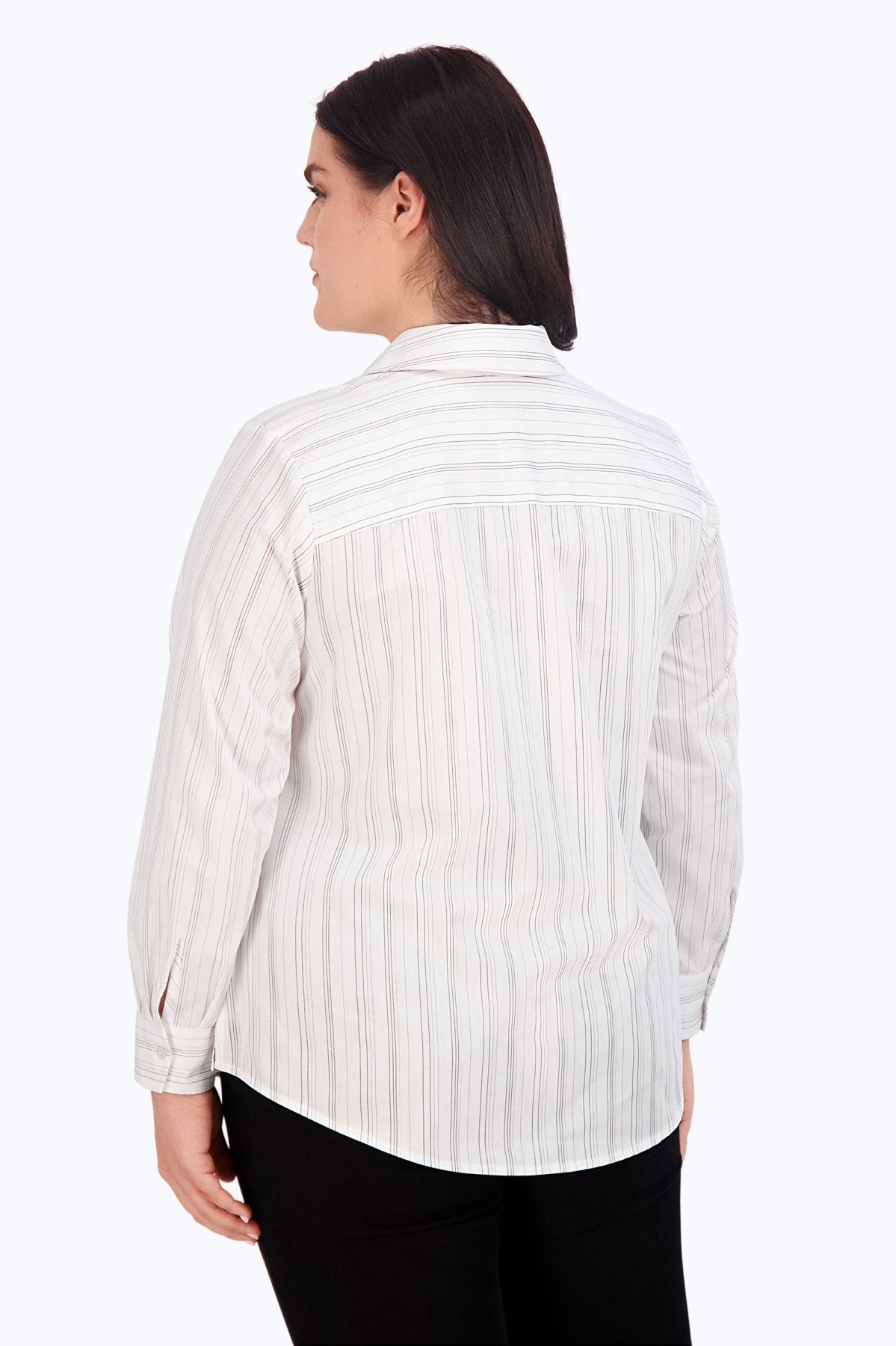 Mary Plus No Iron Lurex Stripe Shirt