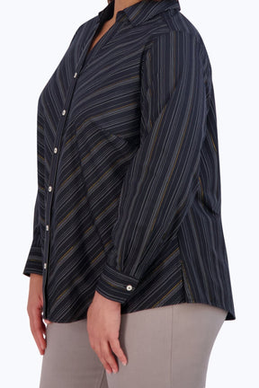 Mary Plus No Iron Lurex Stripe Shirt