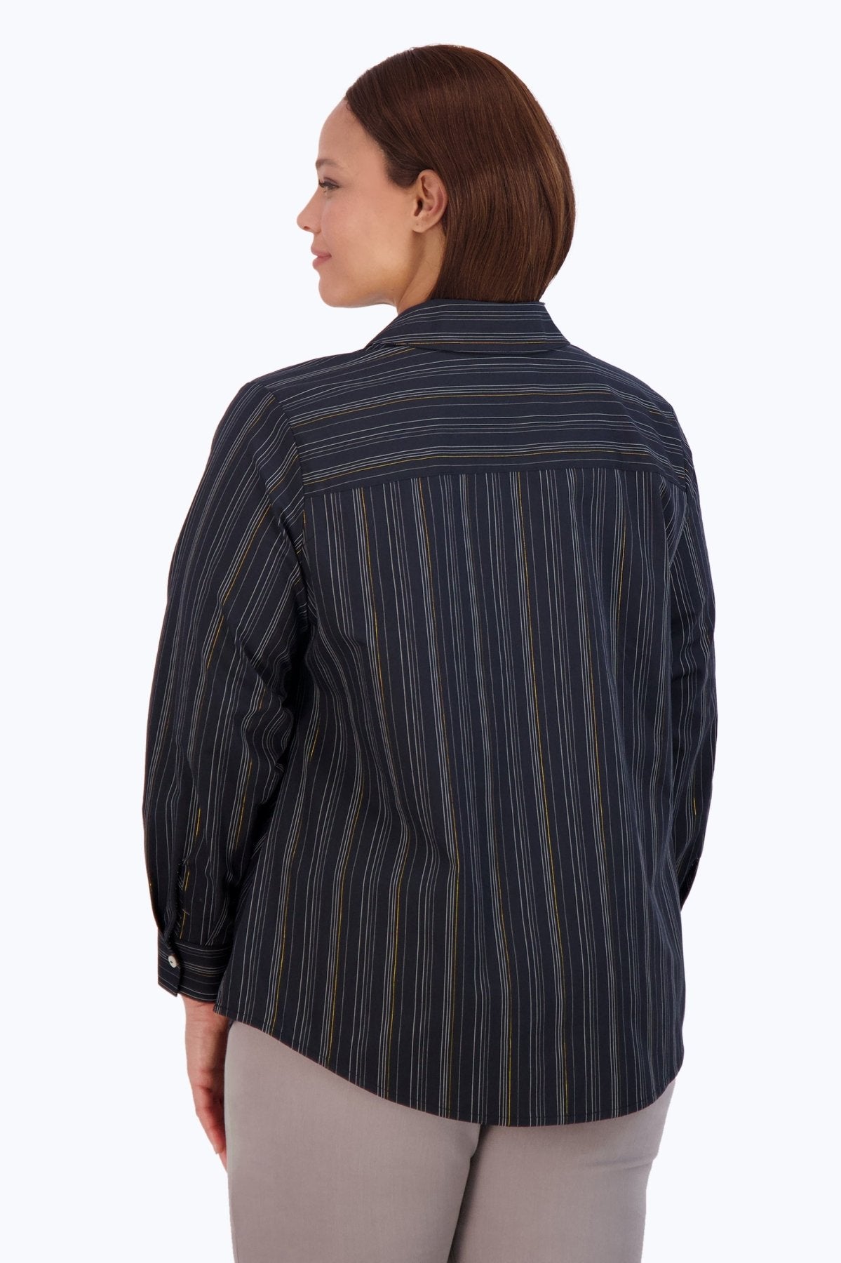 Mary Plus No Iron Lurex Stripe Shirt