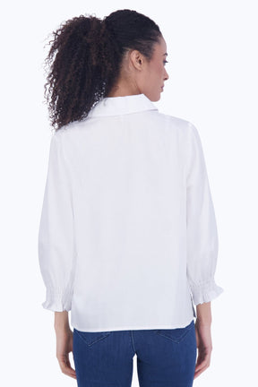 Alexis No Iron Solid Sateen 3/4 Sleeve Popover Shirt