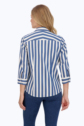 Luna Plus Stretch No Iron Indigo Stripe Shirt