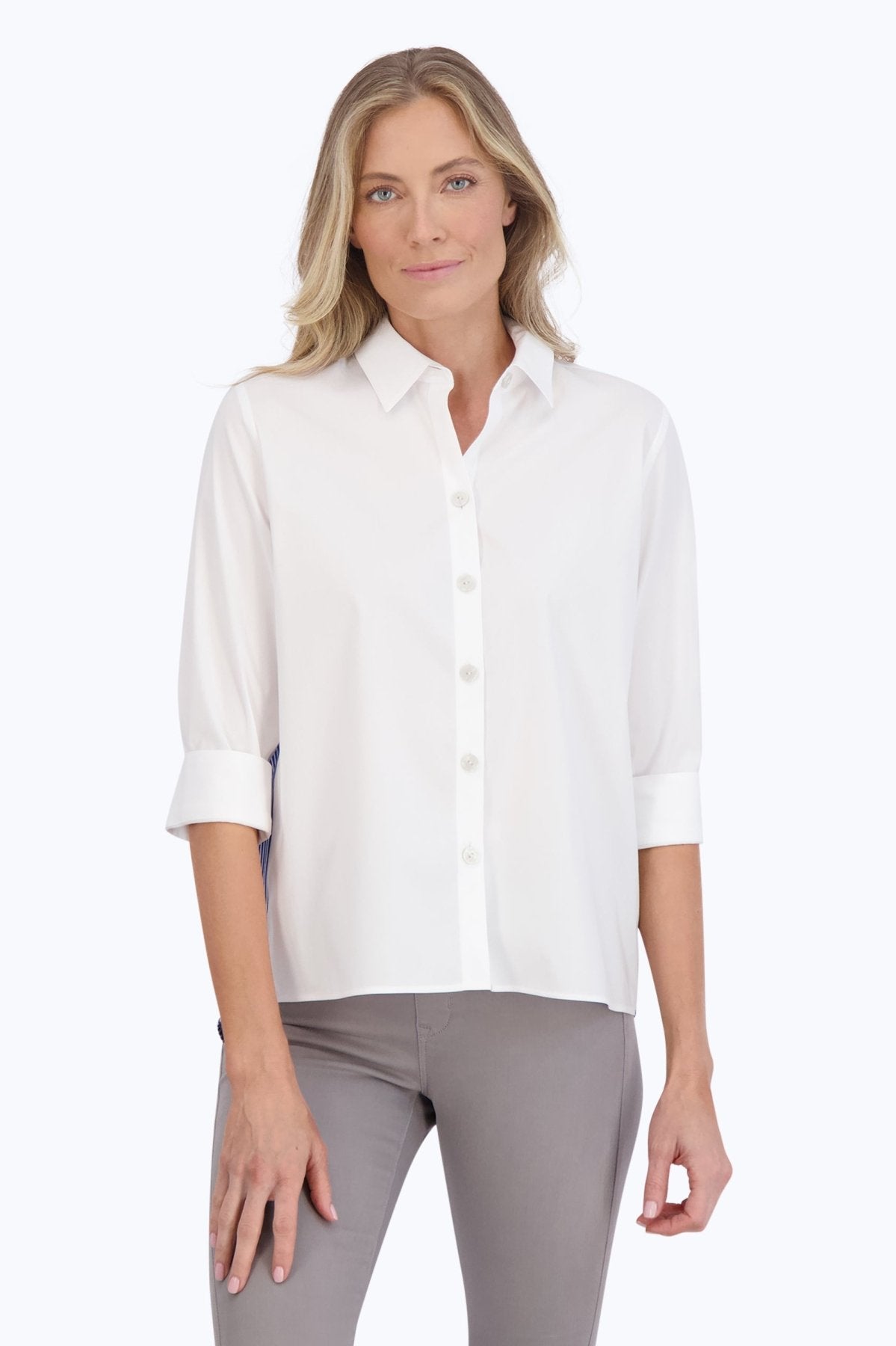 Kelly Stretch No Iron Colorblock Stripe Shirt