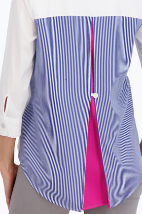 Kelly No Iron Stretch Colorblock Stripe 3/4 Sleeve Shirt