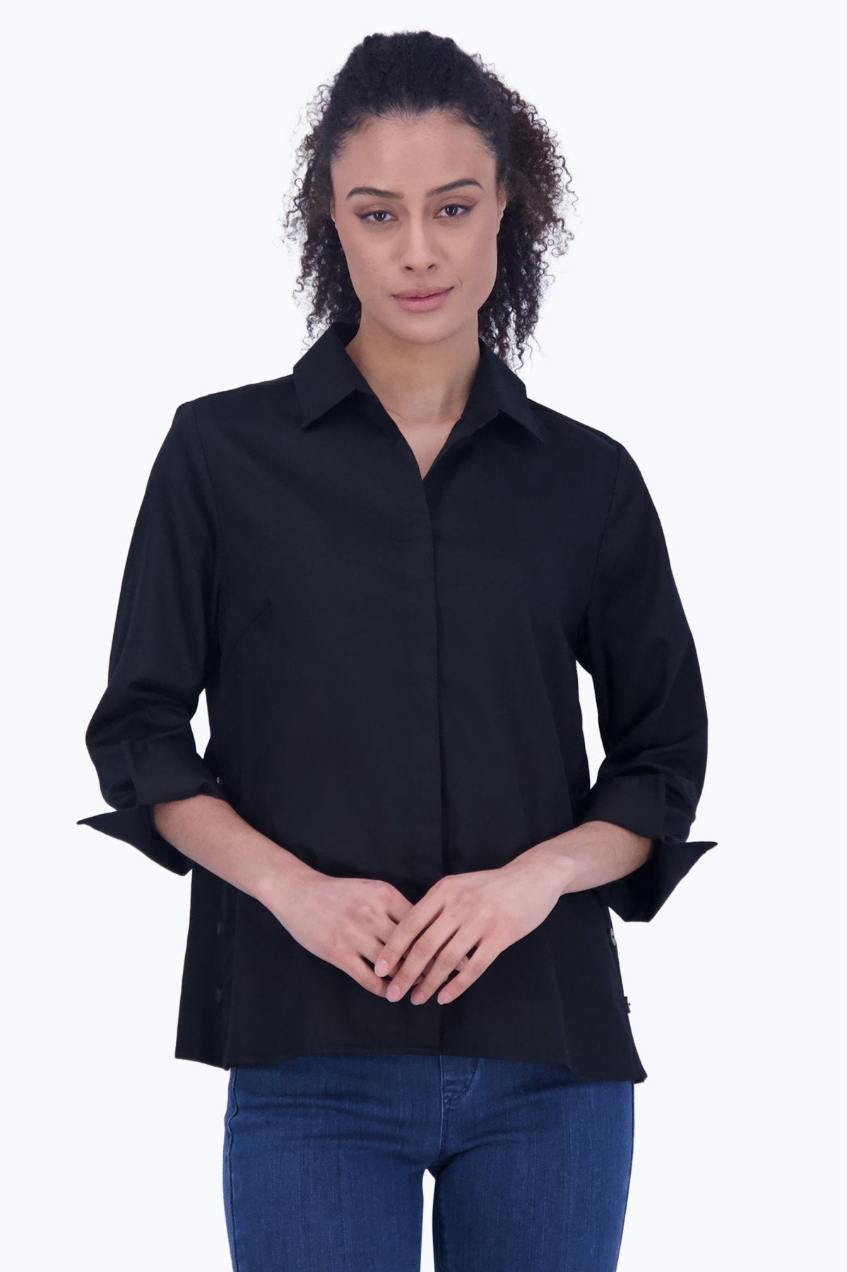 Beatrice No Iron Solid Sateen Shirt