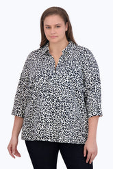 Sophia Plus No Iron Leopard Print Popover