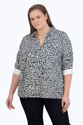 Sophia Plus No Iron Leopard Print Popover