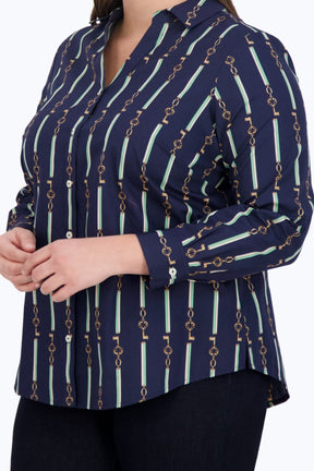 Mary Plus No Iron Keychain Stripe Shirt