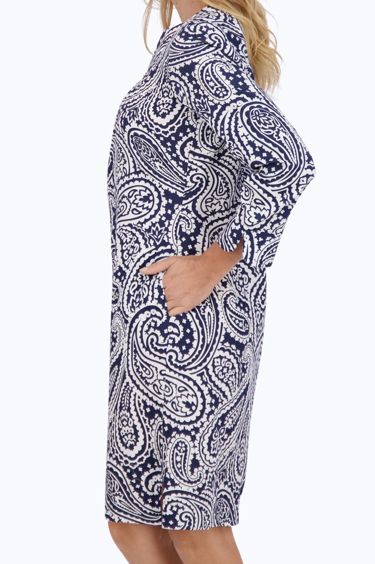 Vena No Iron Navy Paisley Dress