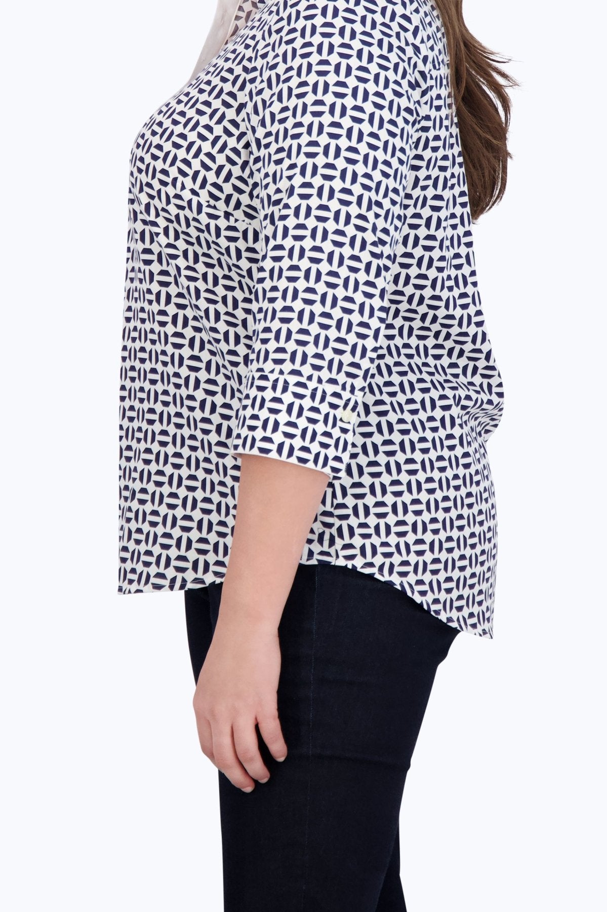 Charlie Plus No Iron Navy Geometric Shirt