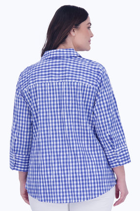 Mary Plus Crinkle Gingham Combo Shirt