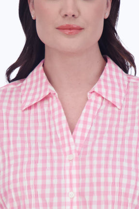 Mary Plus Crinkle Gingham Combo Shirt