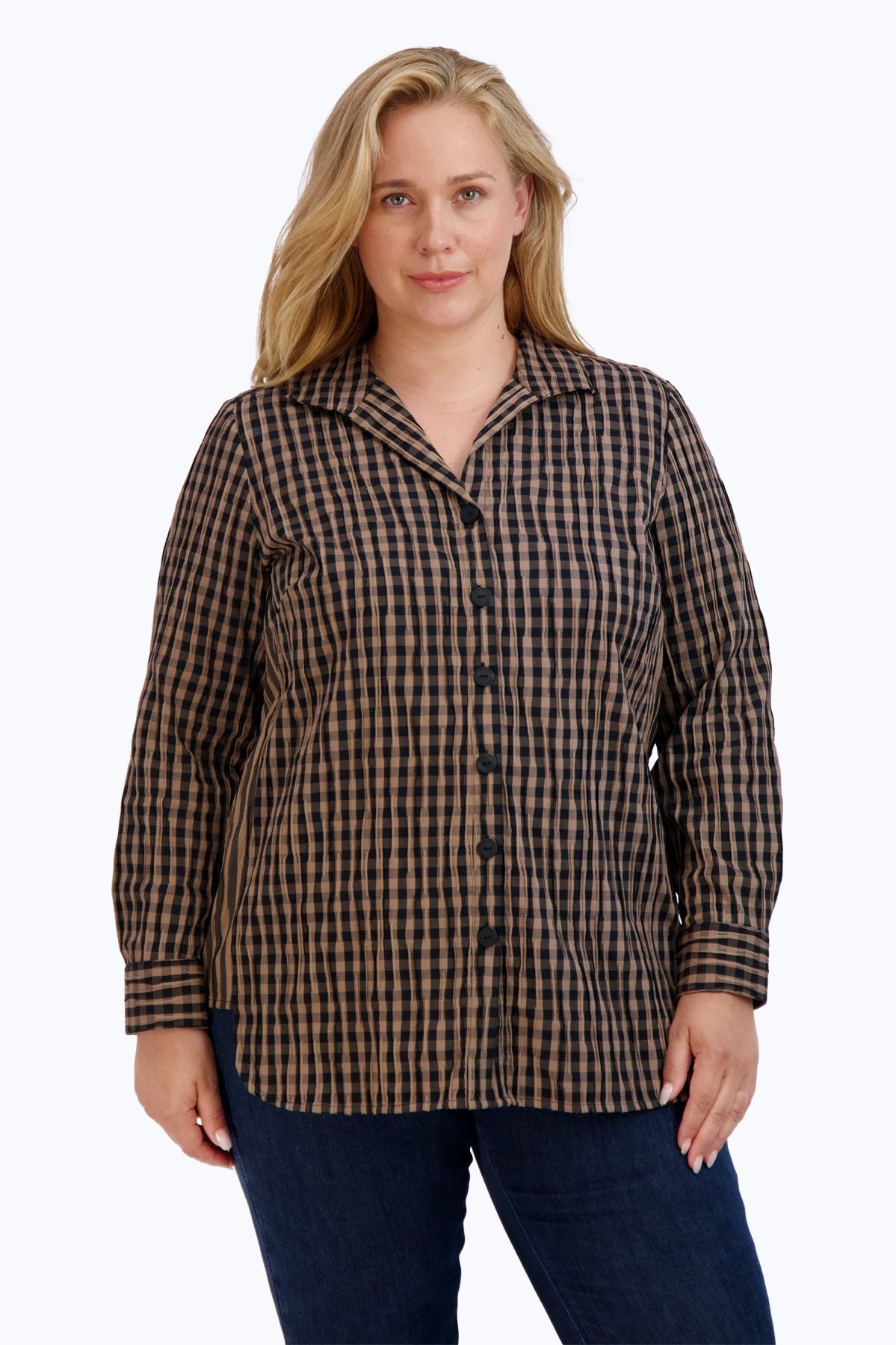 Pandora Plus Crinkle Gingham Combo Tunic