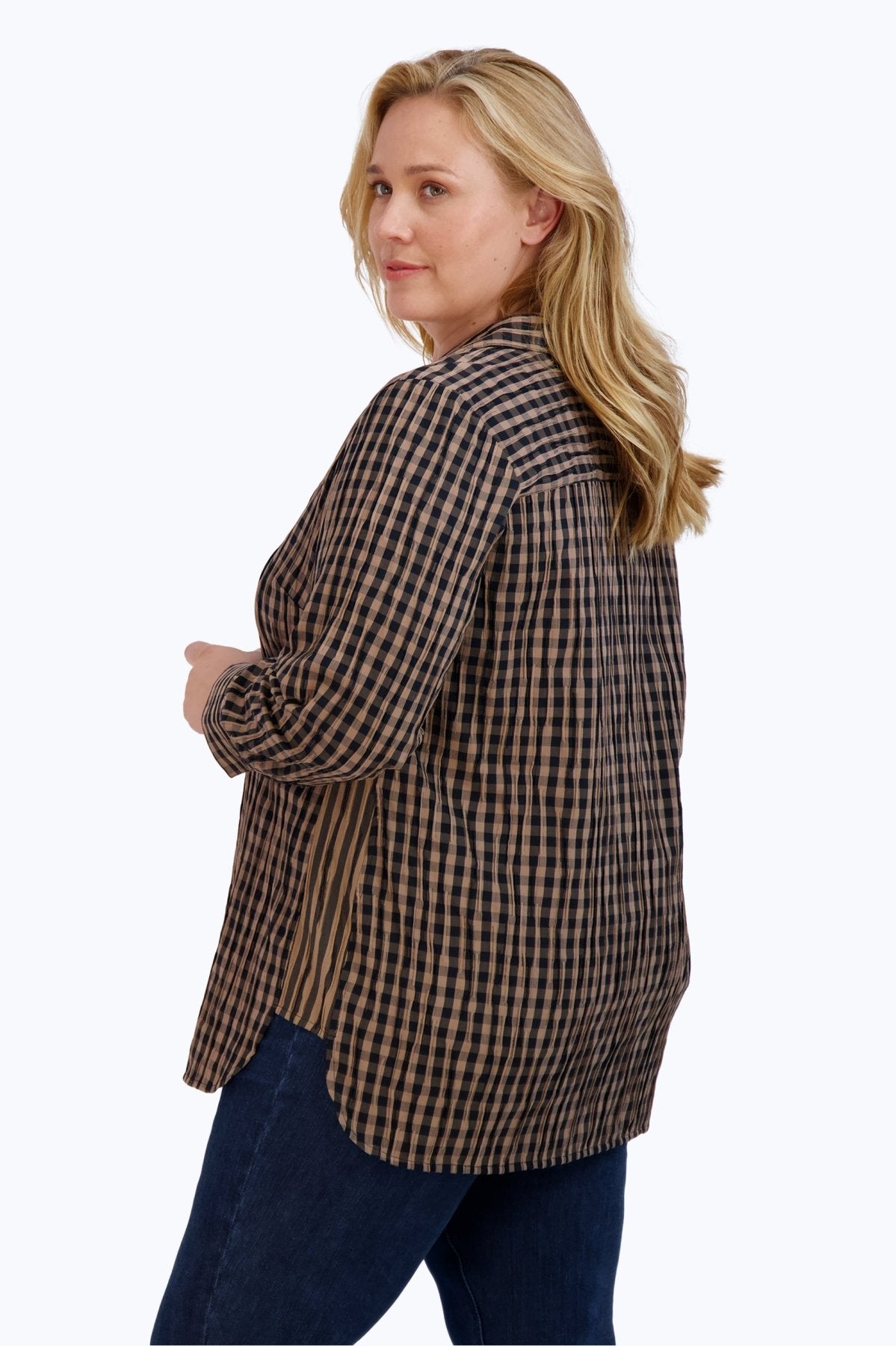 Pandora Plus Crinkle Gingham Combo Tunic