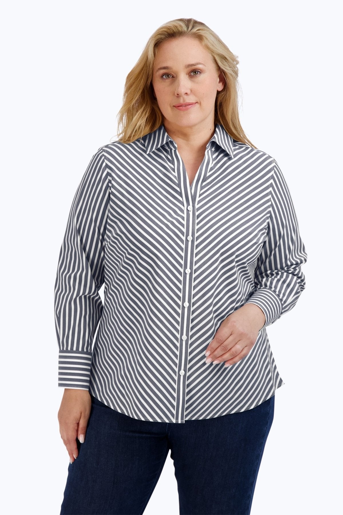 Mary Plus Stretch No Iron Stripe Shirt