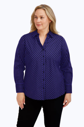 Mary Plus Stretch No Iron Stripe Shirt