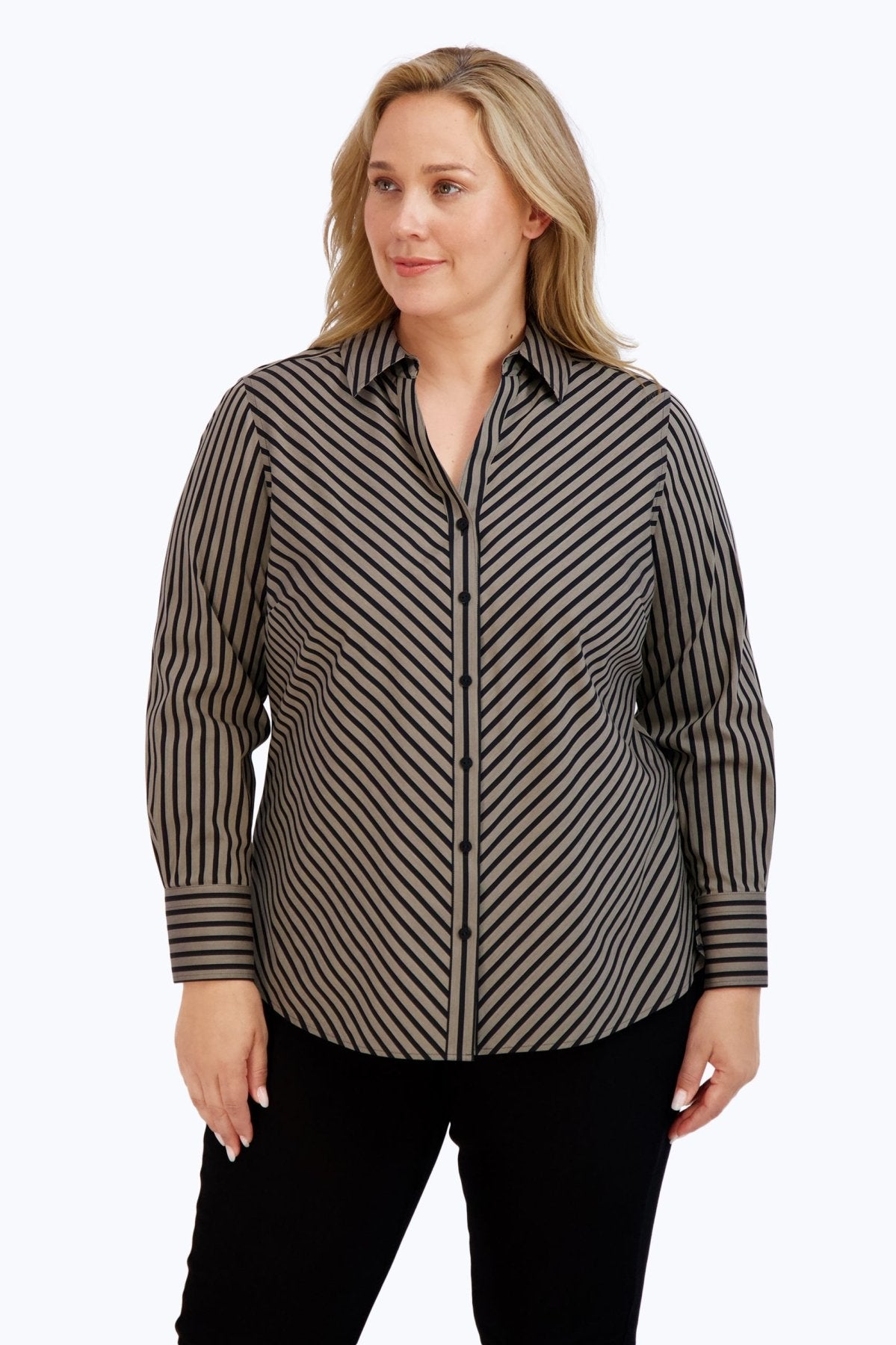 Mary Plus Stretch No Iron Stripe Shirt