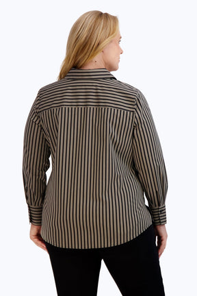 Mary Plus Stretch No Iron Stripe Shirt