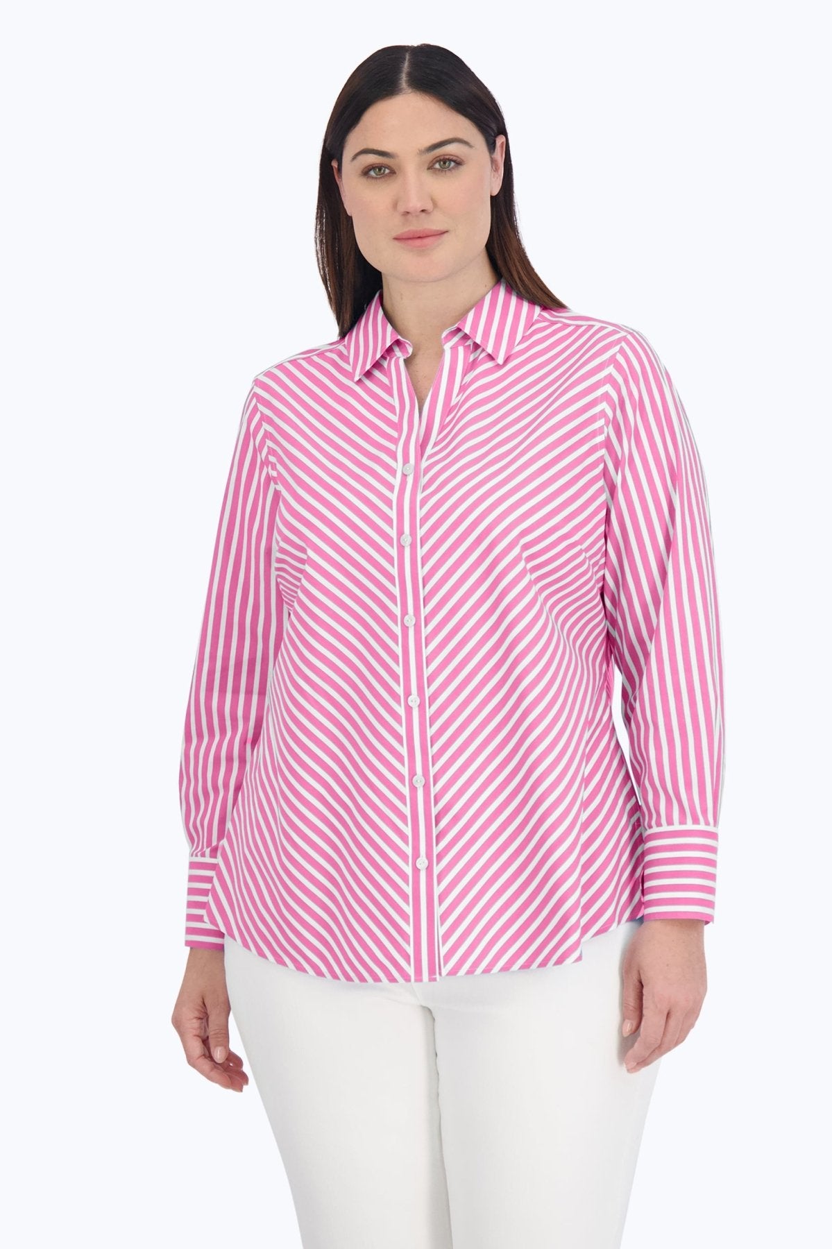 Mary Plus Stretch No Iron Stripe Shirt