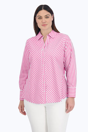 Mary Plus Stretch No Iron Stripe Shirt