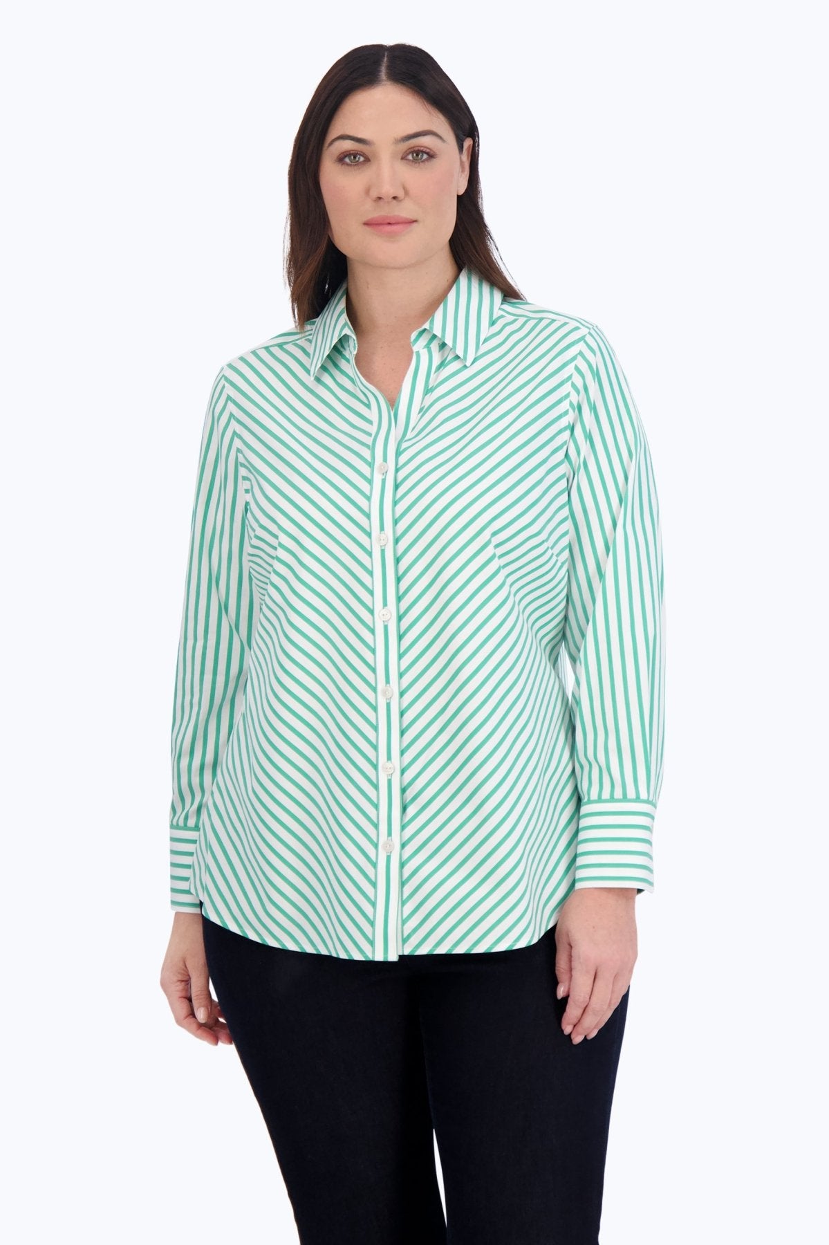 Mary Plus Stretch No Iron Stripe Shirt