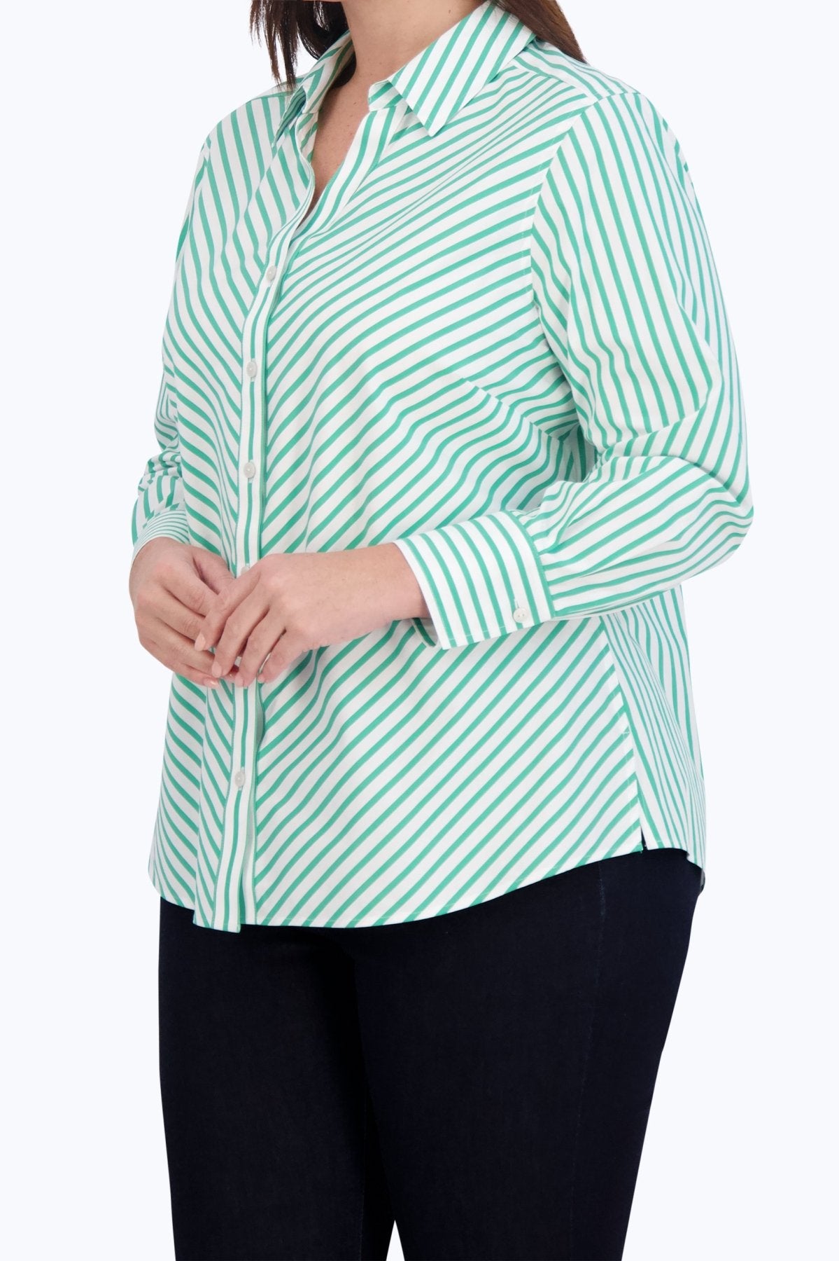 Mary Plus Stretch No Iron Stripe Shirt