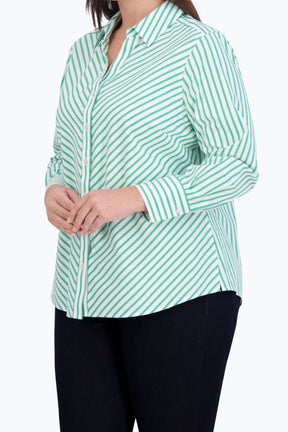 Mary Plus Stretch No Iron Stripe Shirt