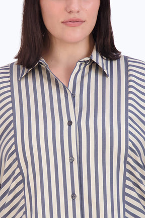 Jackie Plus Non-Iron Navy Stripe Shirt