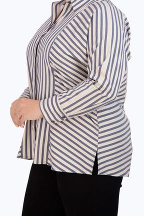 Jackie Plus Non-Iron Navy Stripe Shirt