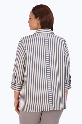 Andie Plus Non-Iron Navy Stripe Shirt