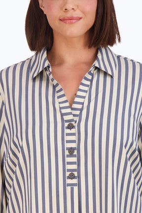 Andie Plus Non-Iron Navy Stripe Shirt