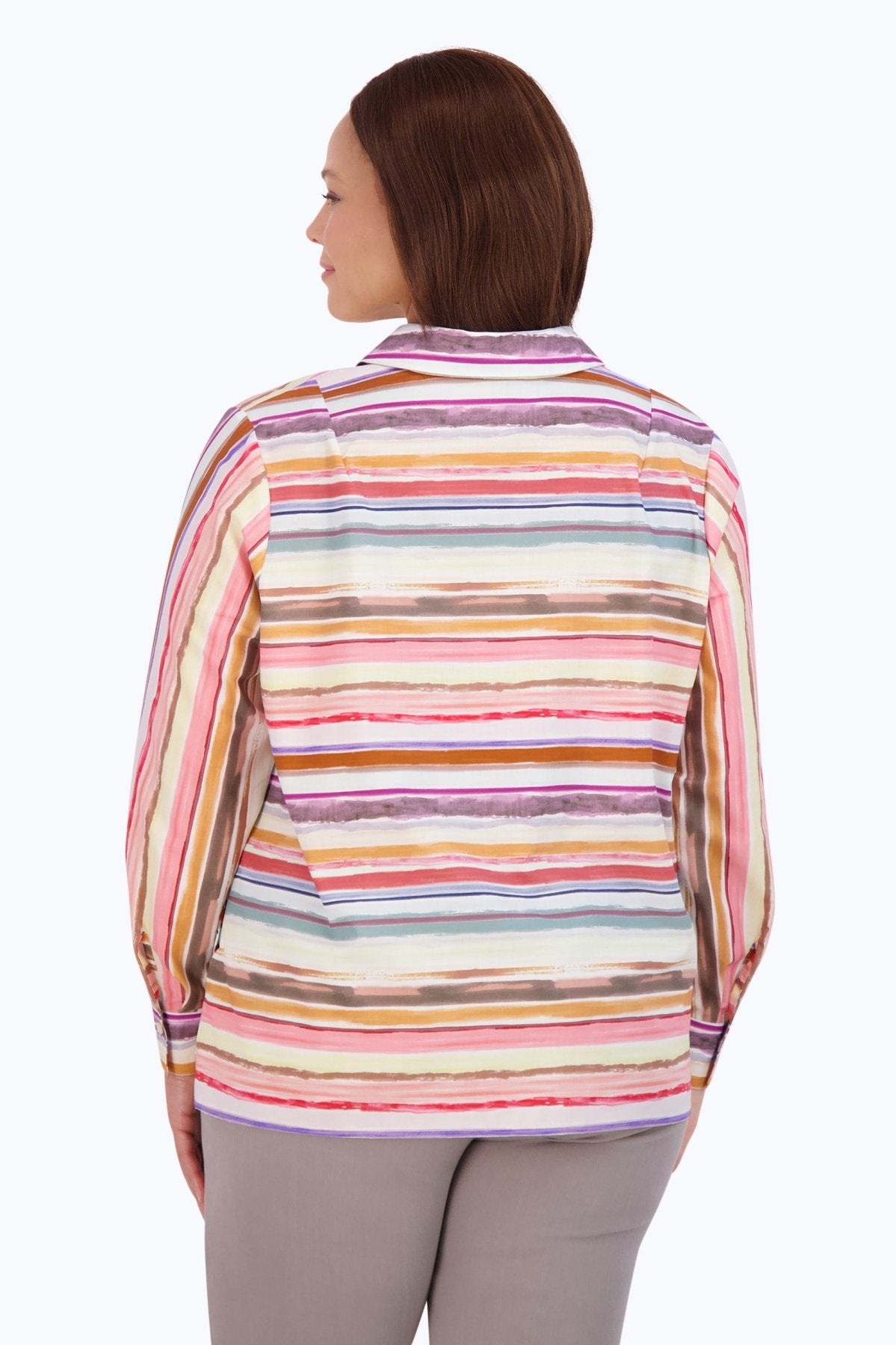 Sophia Plus No Iron Watercolor Stripe Popover