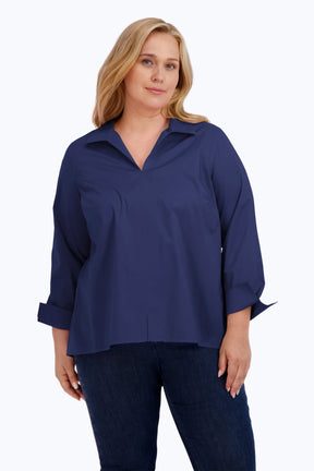 Agnes Plus No Iron Stretch Long Sleeve Popover Shirt