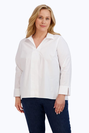 Agnes Plus No Iron Stretch Long Sleeve Popover Shirt