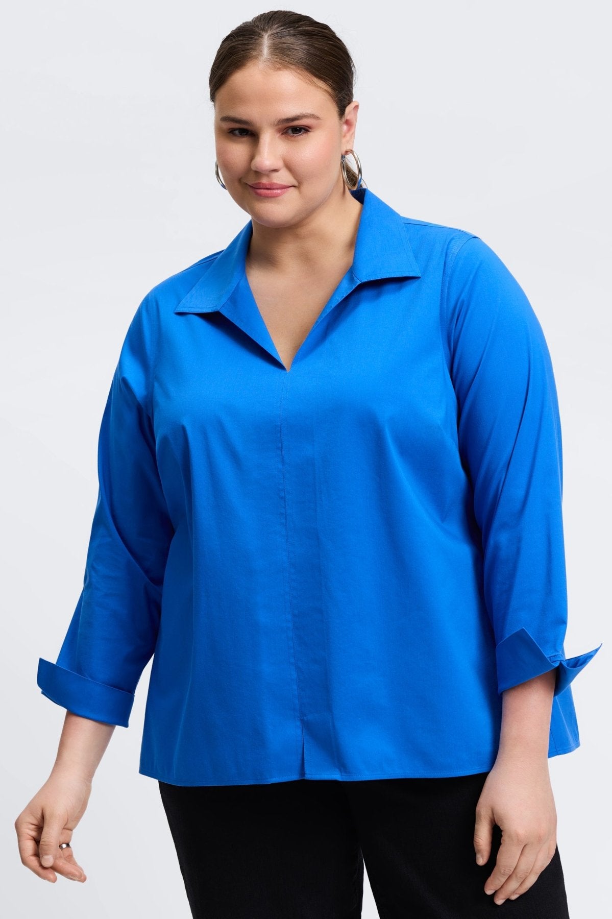 Agnes Plus Stretch No Iron Popover Long Sleeve Shirt