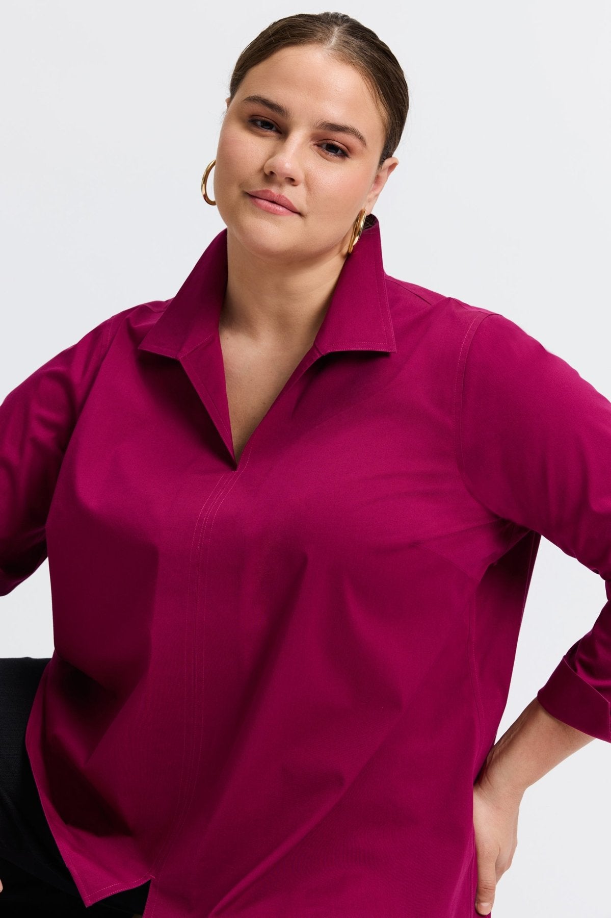 Agnes Plus Stretch No Iron Popover Long Sleeve Shirt