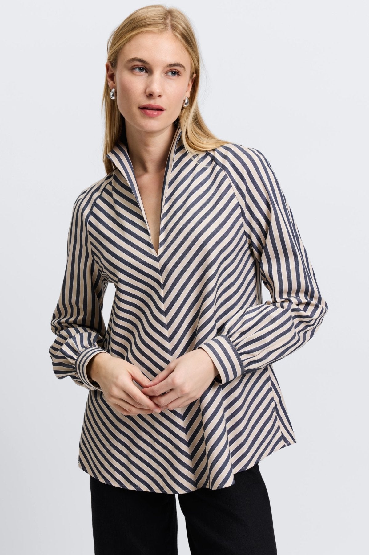 Daphne Essential Stretch Striped No Iron Popover